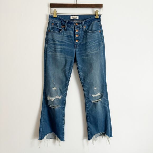 MADEWELL High Rise Cali Demi Boot Jeans Distressed 26 - Picture 4 of 13
